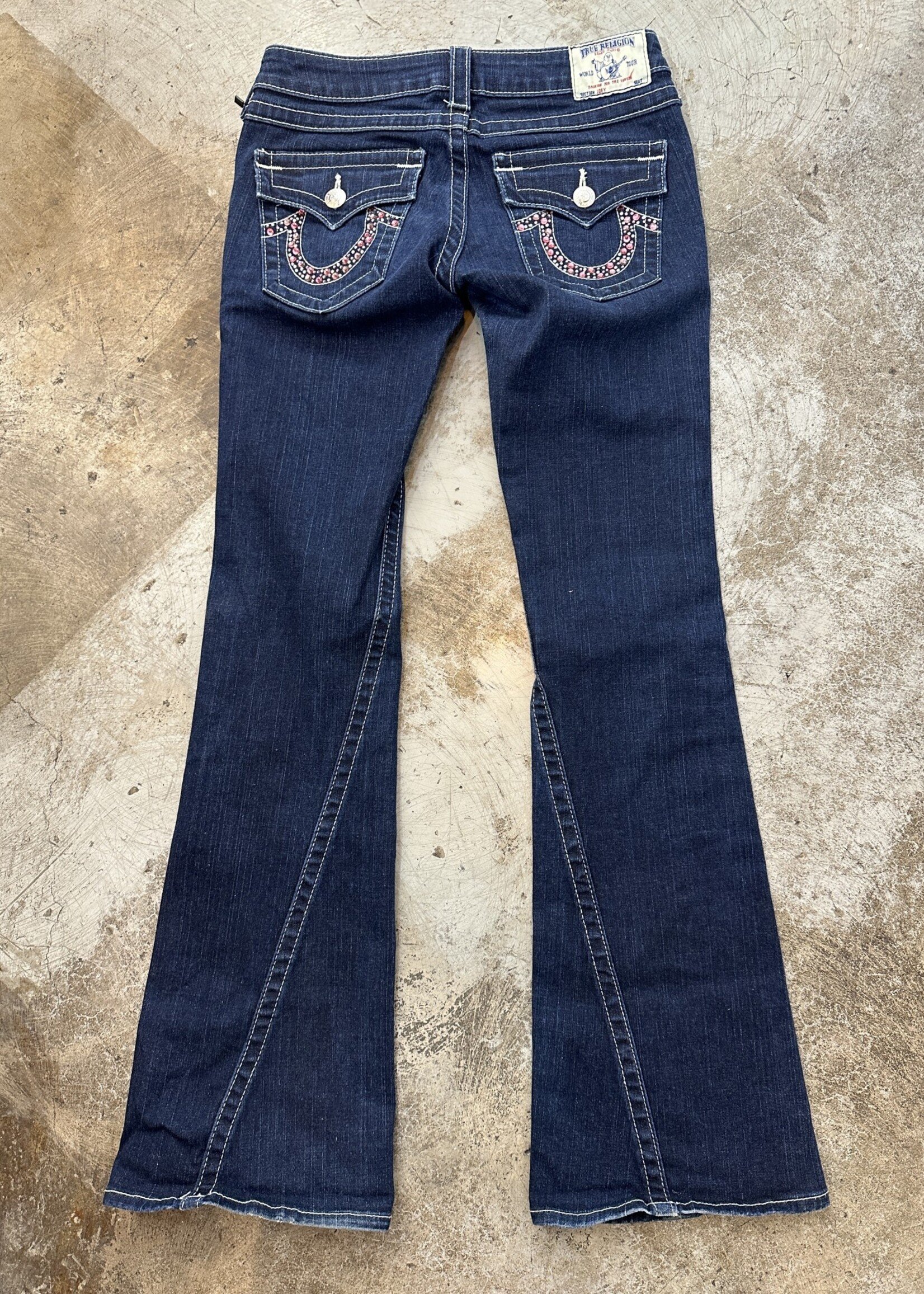 True Religion Joey Pink Rhinestone Jeans 27