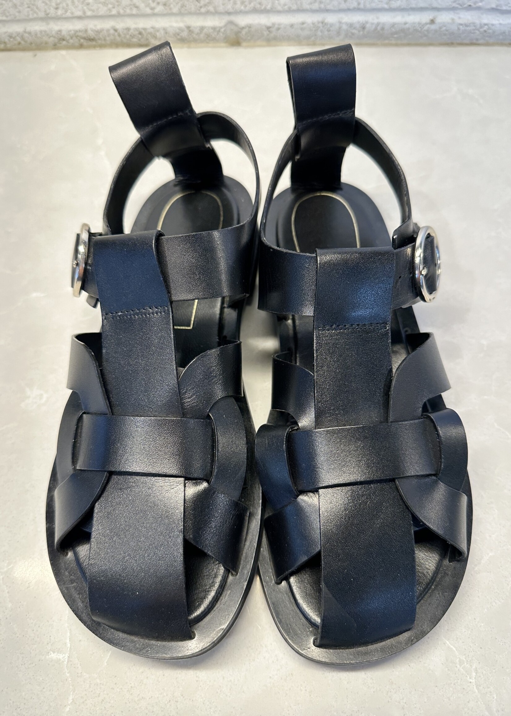 Zara Black Leather Buckle Sandals 36/6