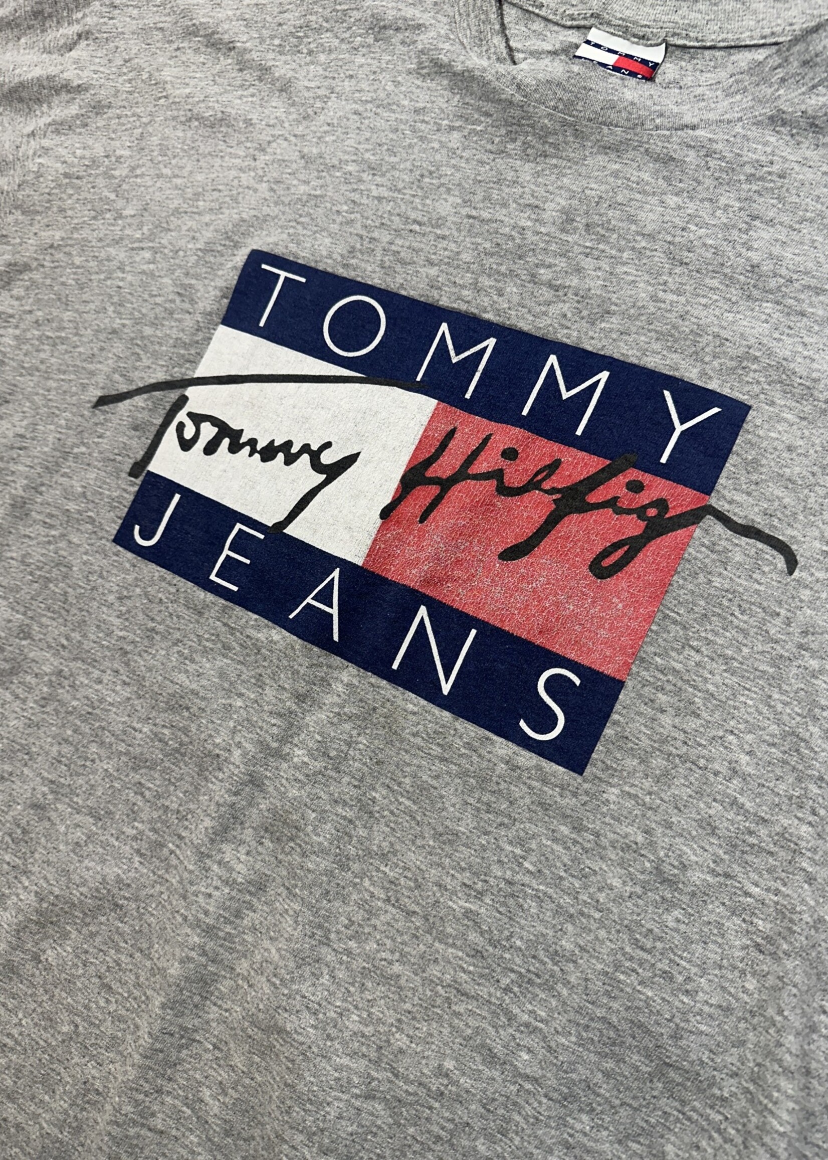 Vintage Tommy Hilfiger Grey Logo Tee XXL AS IS