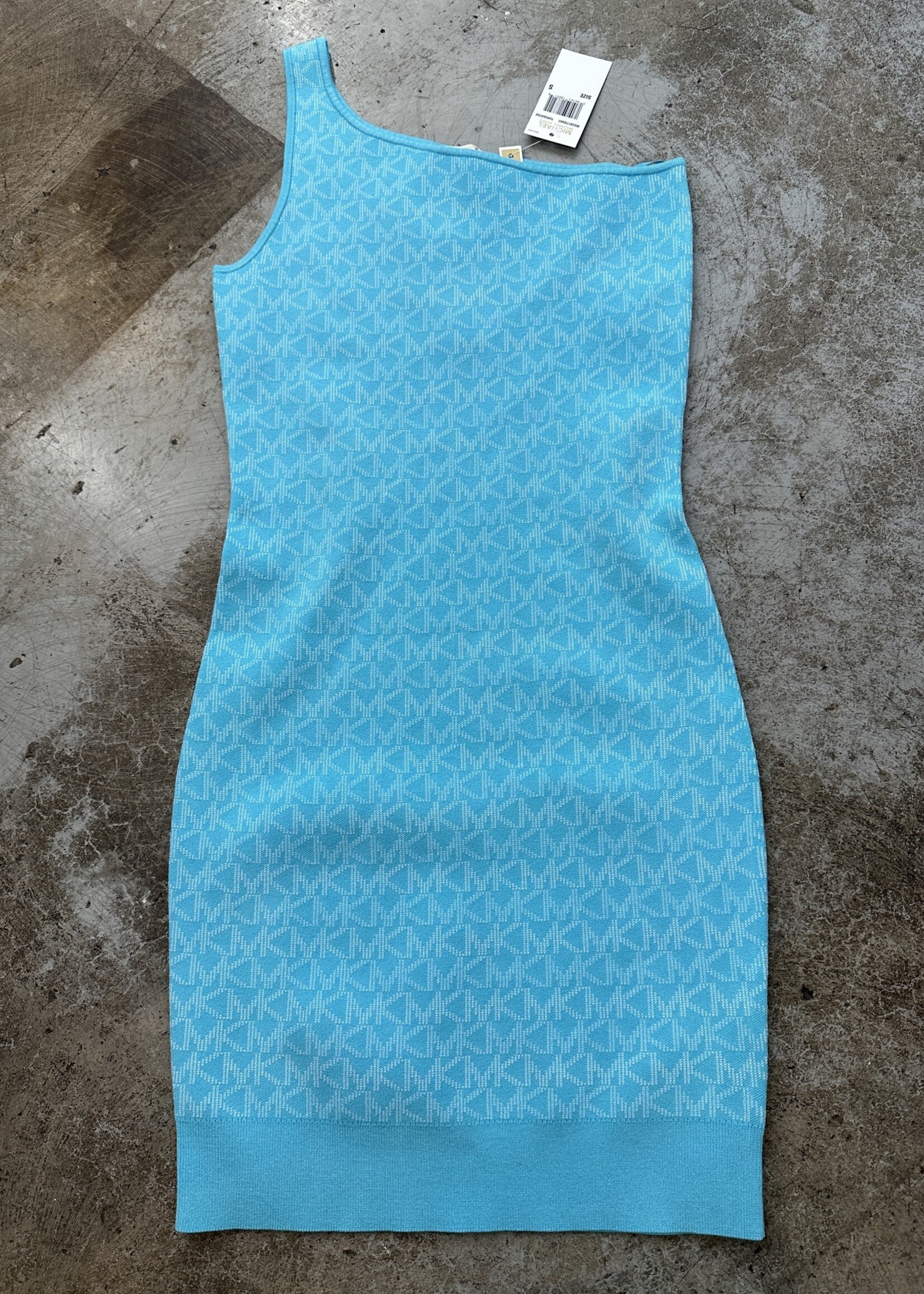 NWT Michael Kors Blue One Shoulder Dress S