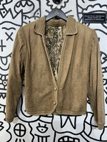 Vintage No Label Leopard Leather Coat Fem M