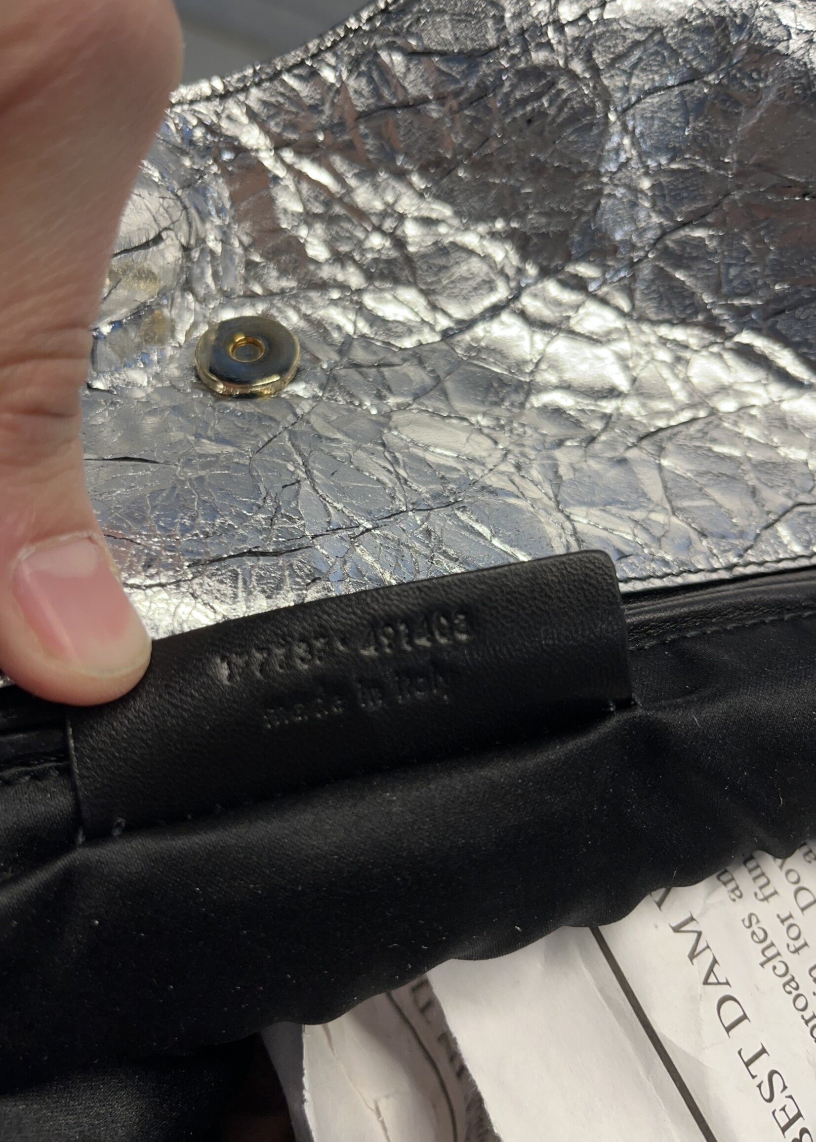 YSL Silver Distressed Leather Tribute Bag