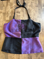 Vintage No Label Purple Black Halter Top M
