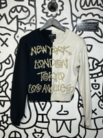 Stussy Black White Split Knit Sweater XS AS IS