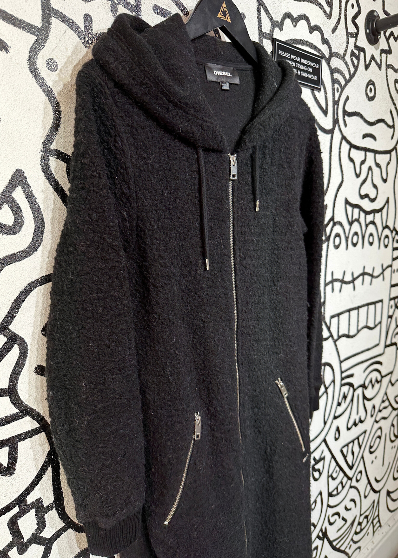 Diesel Black Hooded Trench XS