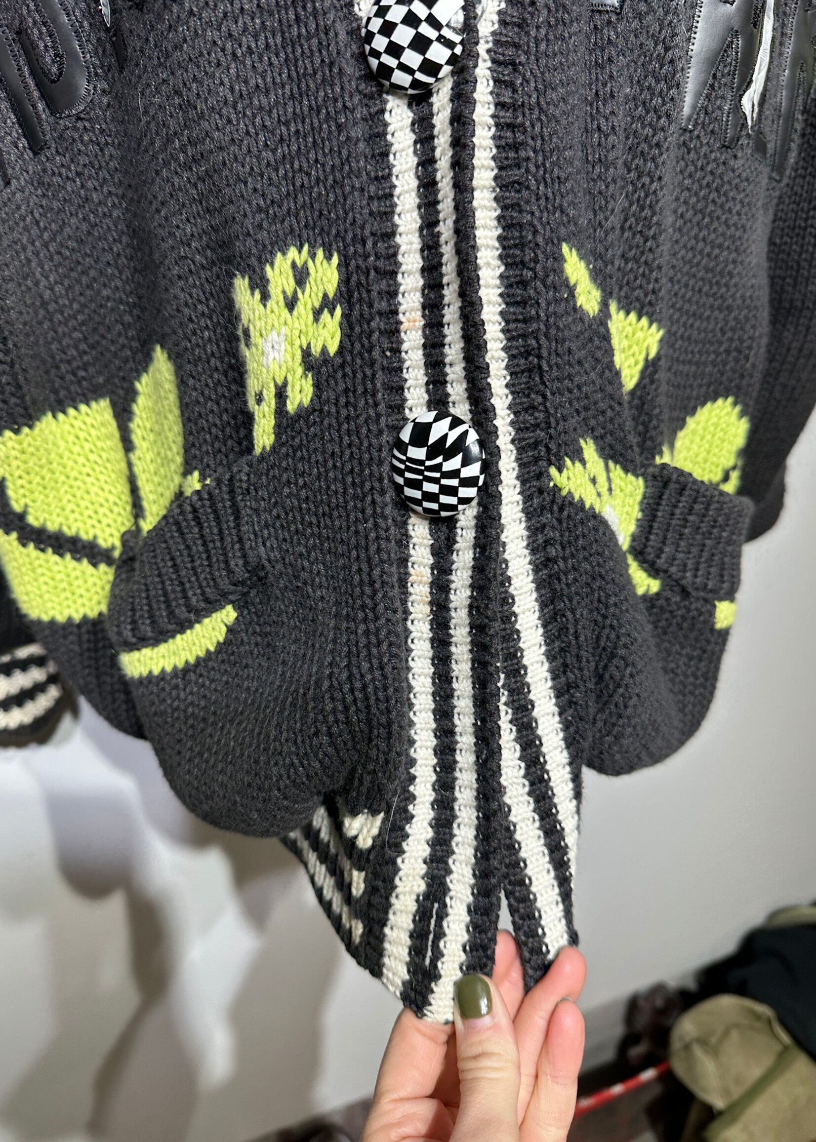 No Back to the Future Patchwork Cardigan Fits M/L AS IS