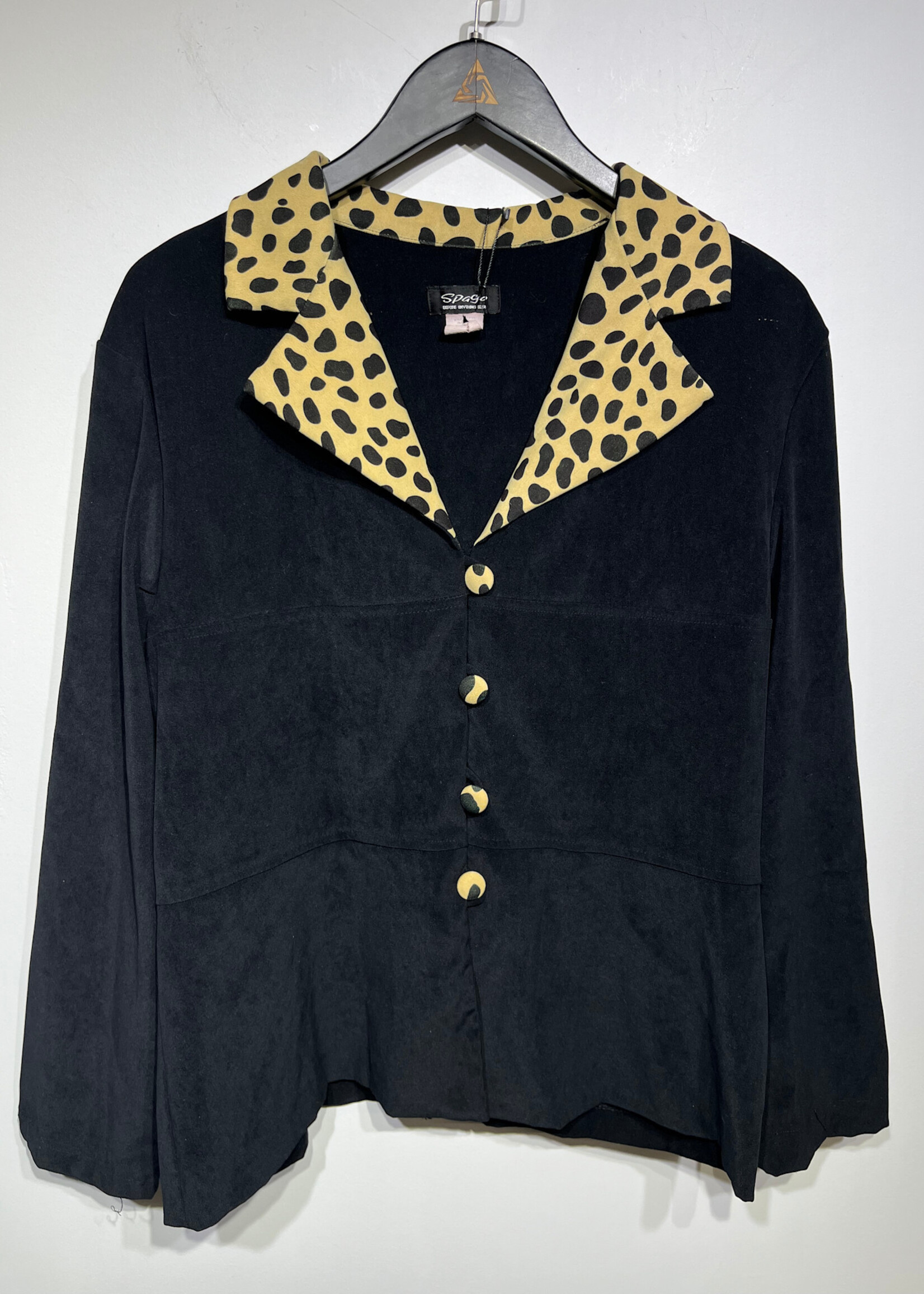 Spago Vintage Cheetah Collar Blazer Fem L