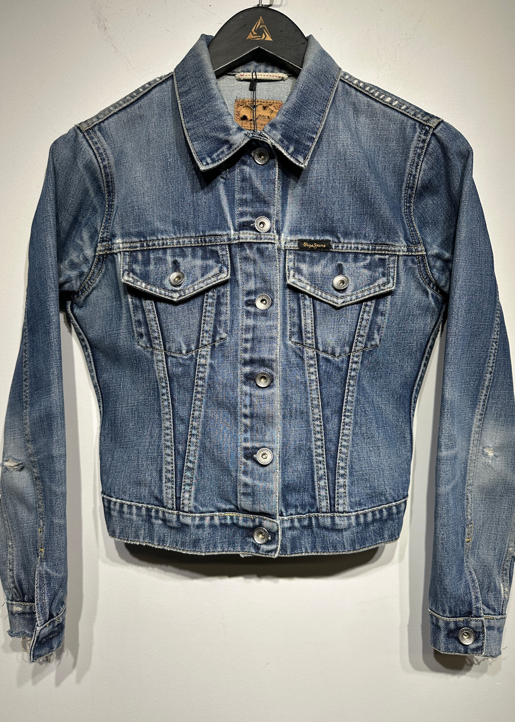 Y2K Pepe Jeans Distressed Jean Jacket Fem M