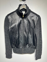 PF Y2K Black Leather Knit Jacket M