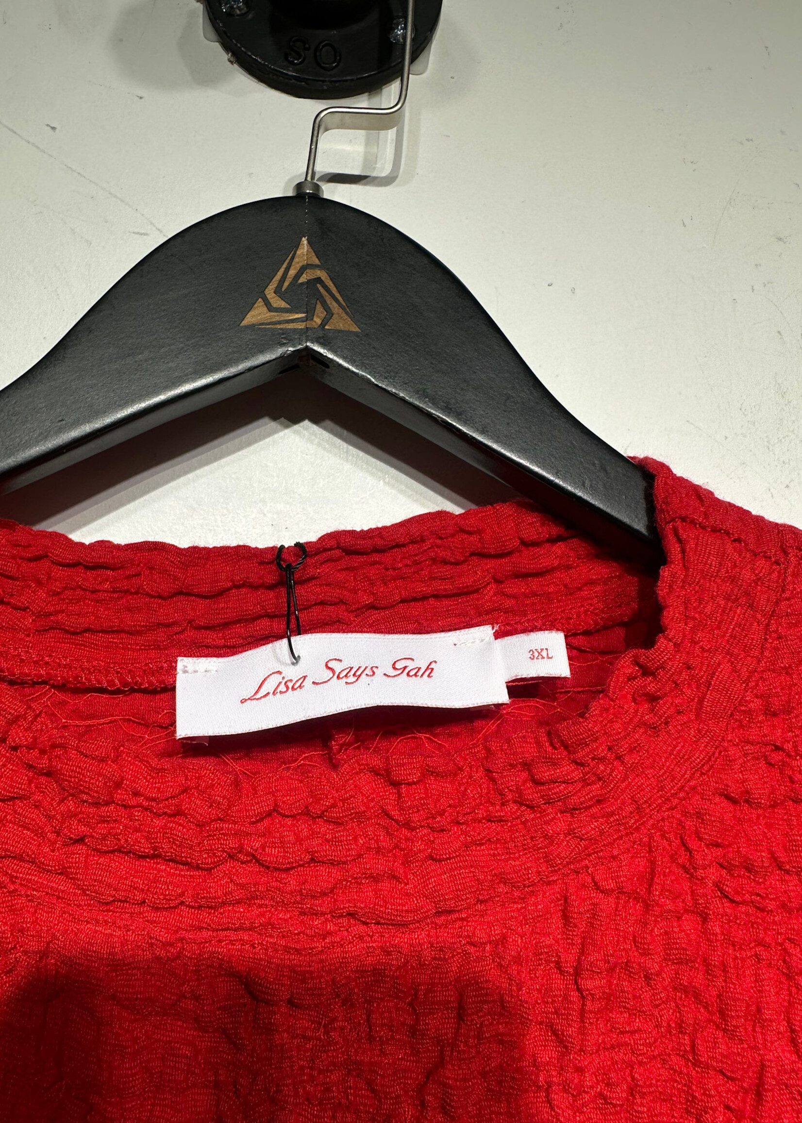 Lisa Says Gah Red Textured Cutout Dress 3XL