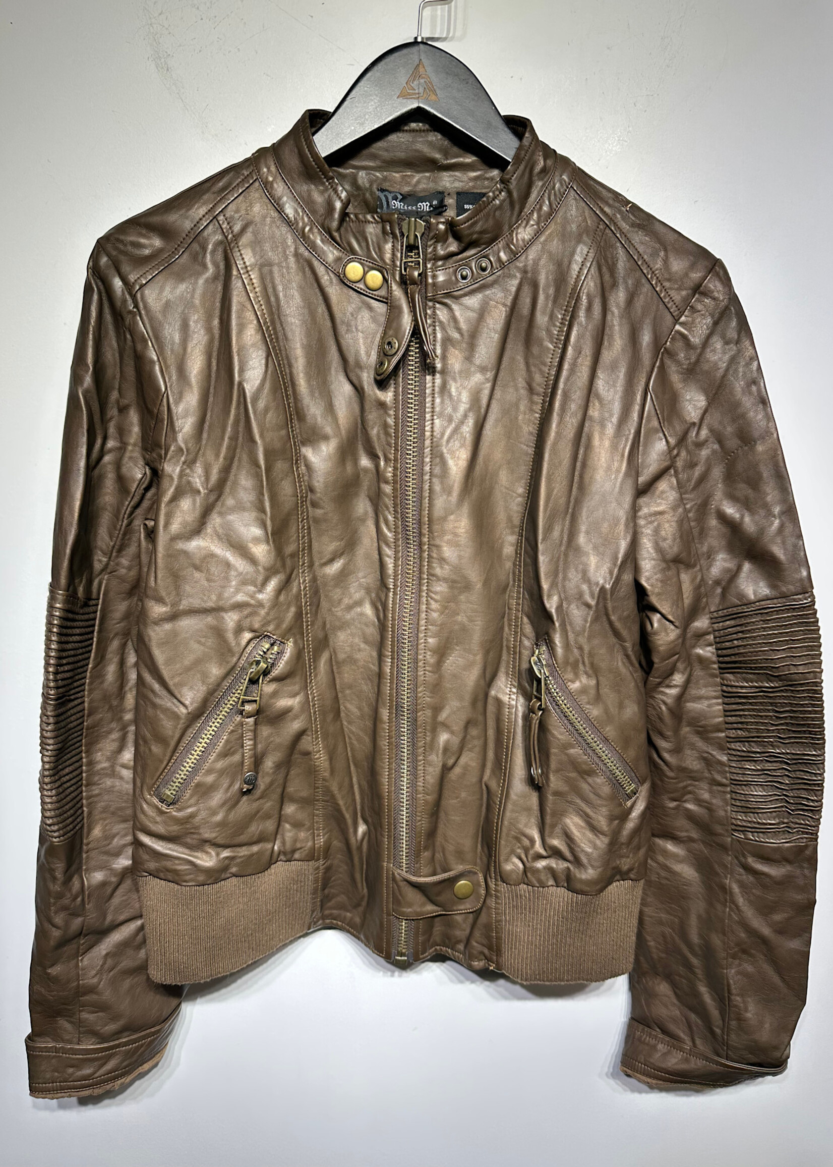Missme Brown Faux Leather Jacket Fem L