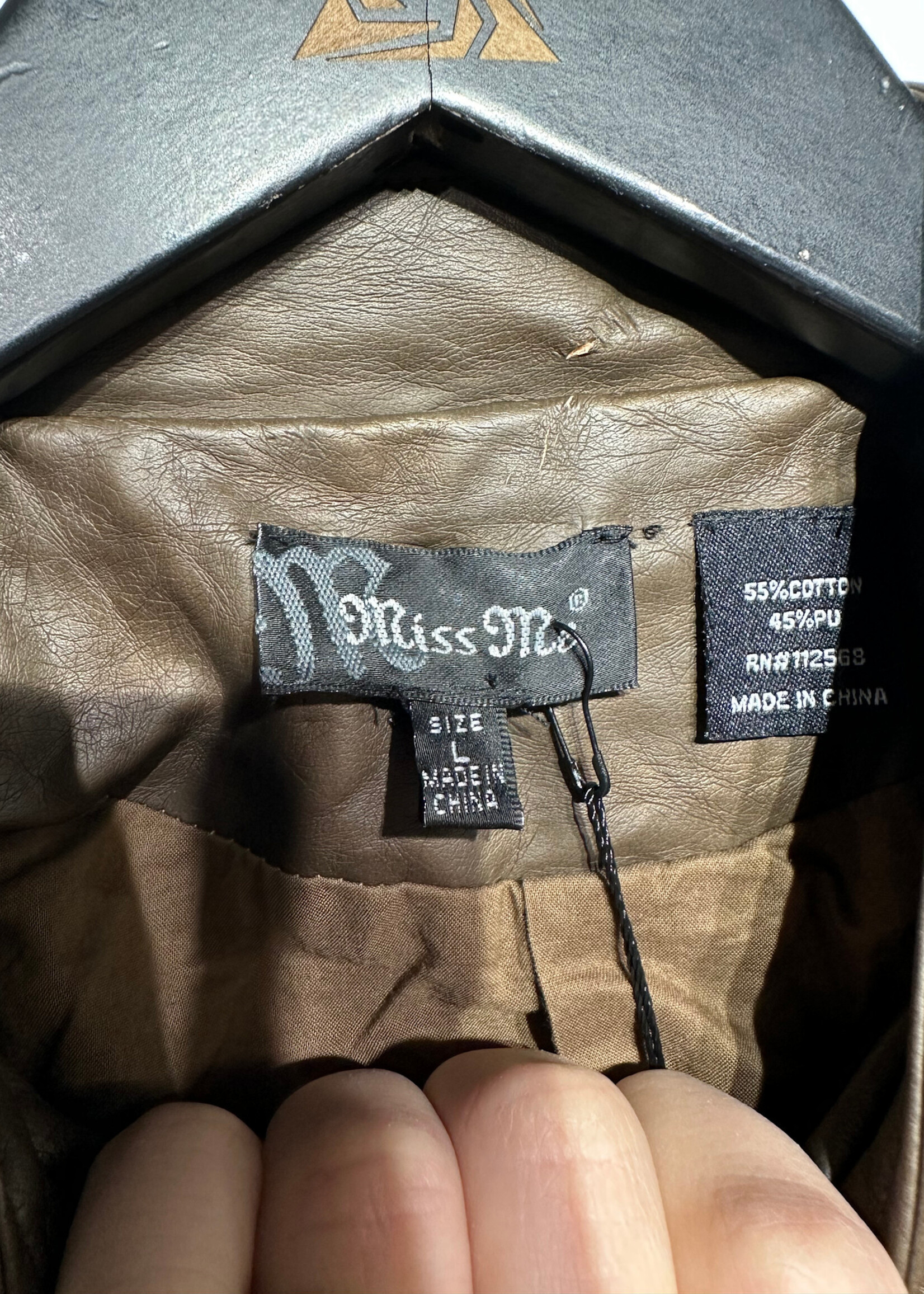 Missme Brown Faux Leather Jacket Fem L