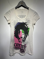 Crystal Rock White Jeweled Tee Fem M