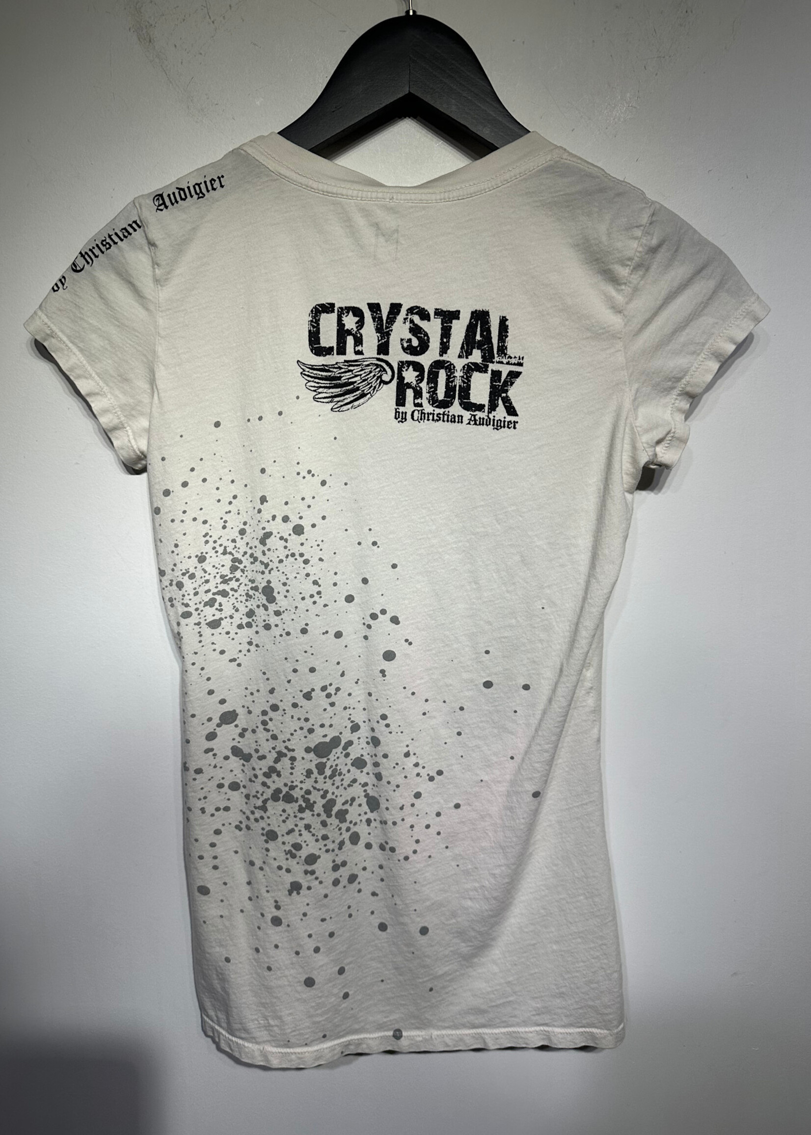 Crystal Rock White Jeweled Tee Fem M