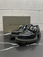 Allsaints Black Patent Buckle Loafers Fem 10