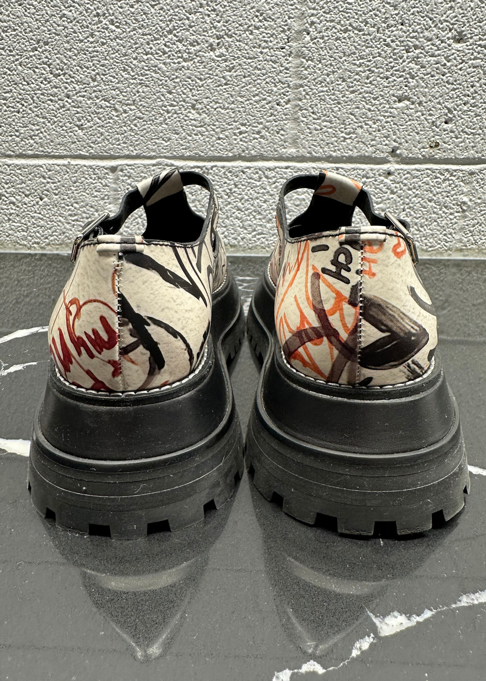 Burberry Graffiti Print Mary Jane Platforms 38/7.5