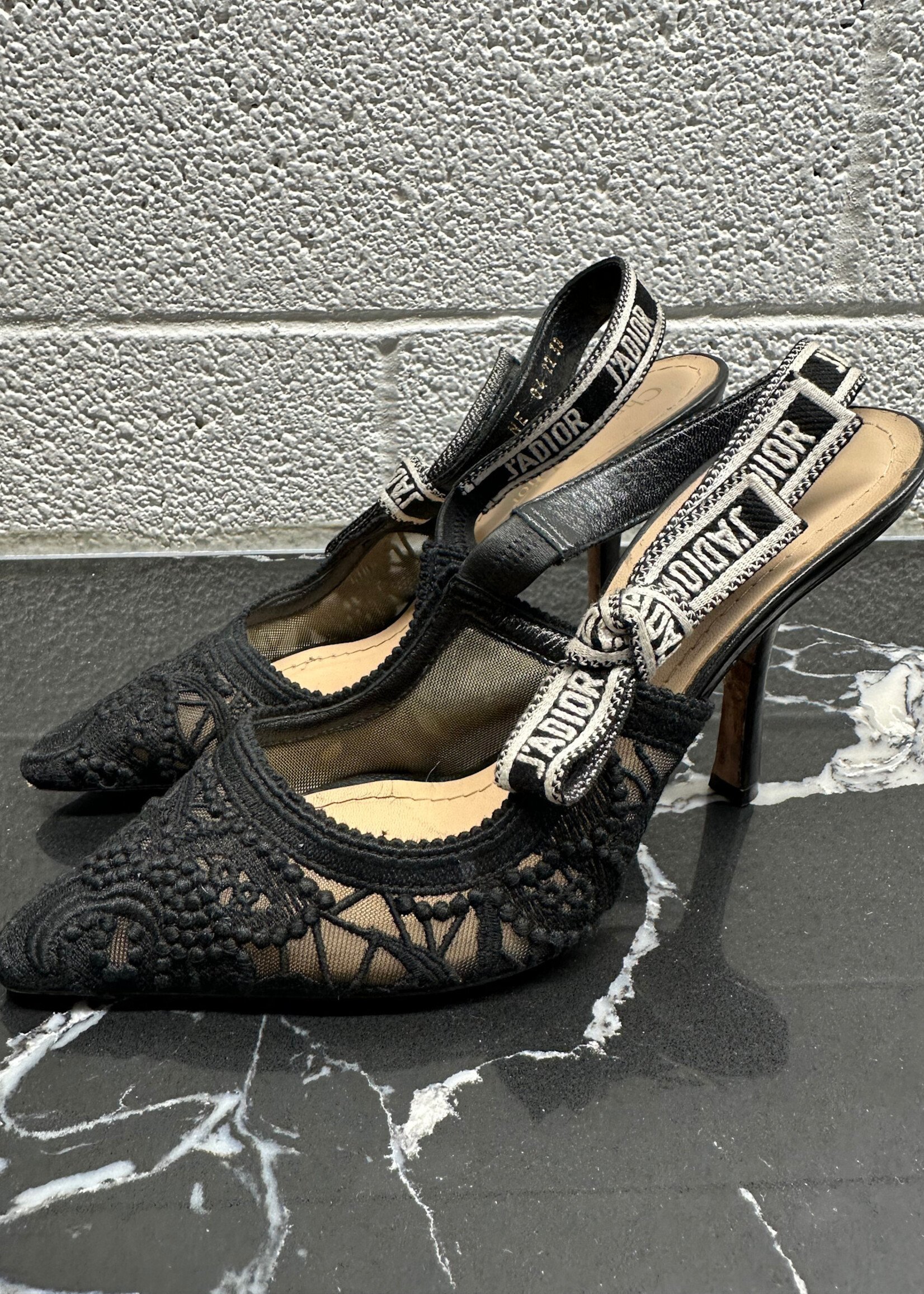 Dior Lace Pattern Slingback Heels 38/7.5