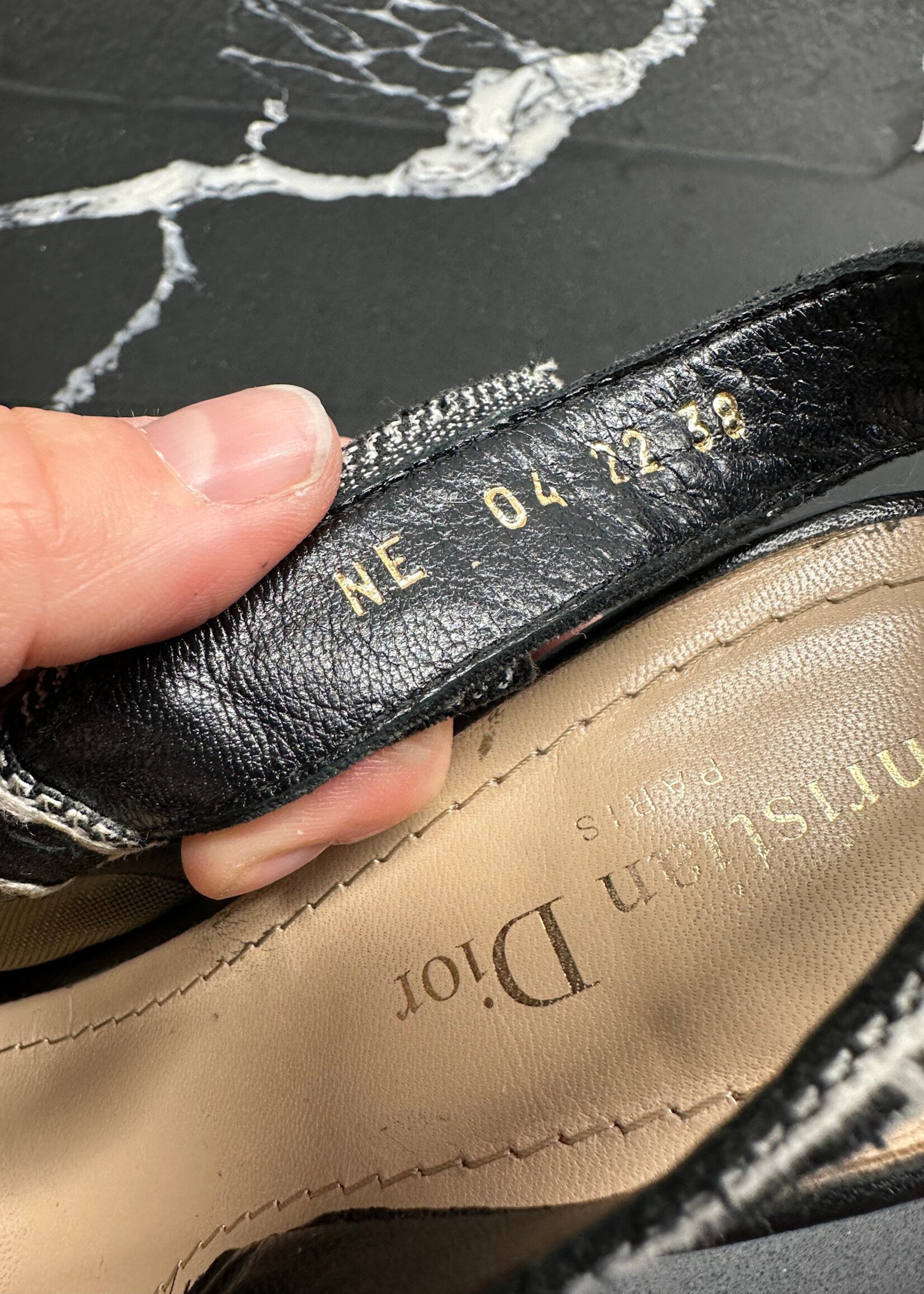Dior Lace Pattern Slingback Heels 38/7.5