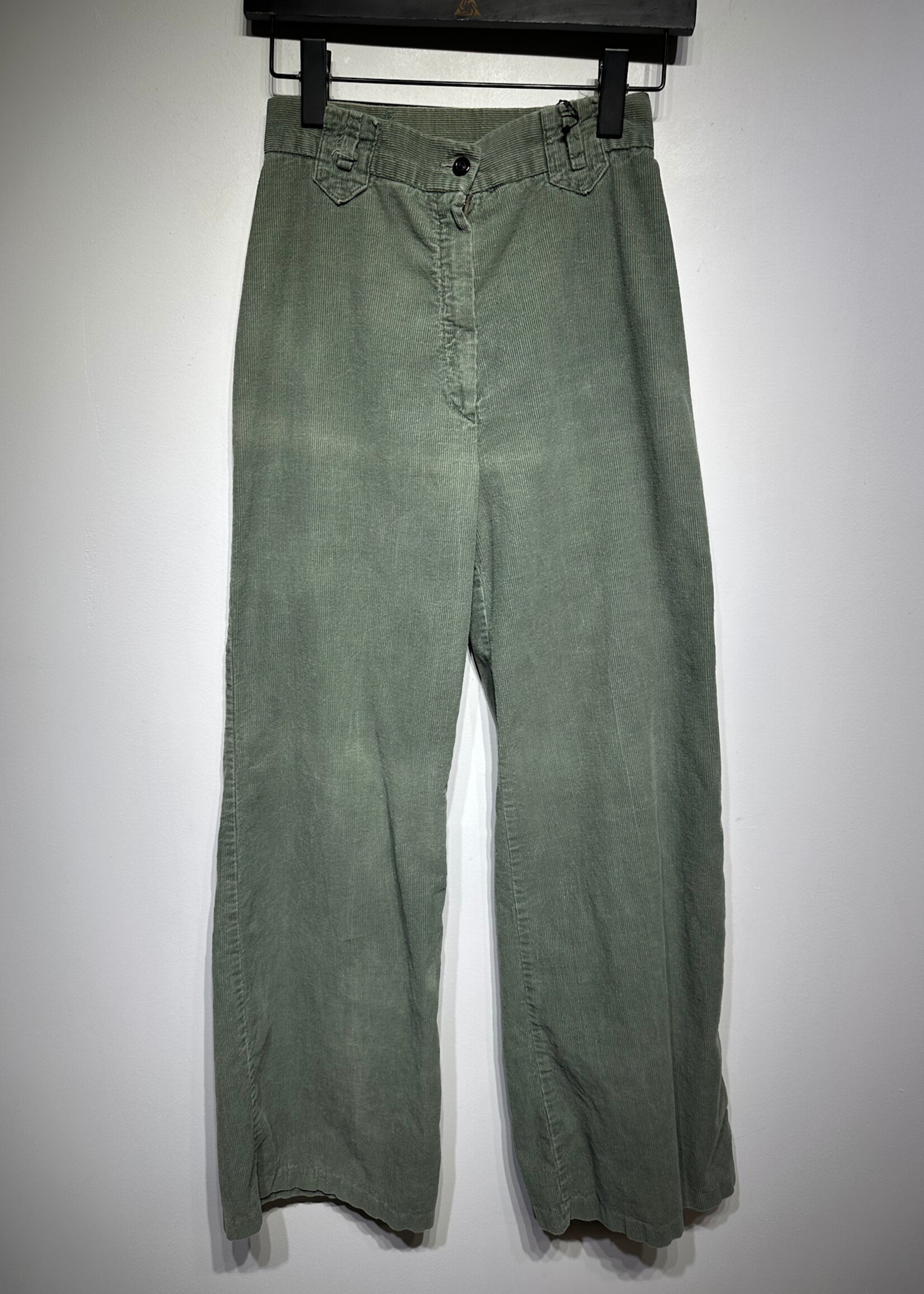 70s No Label Green Cord Wide Leg Pants 25