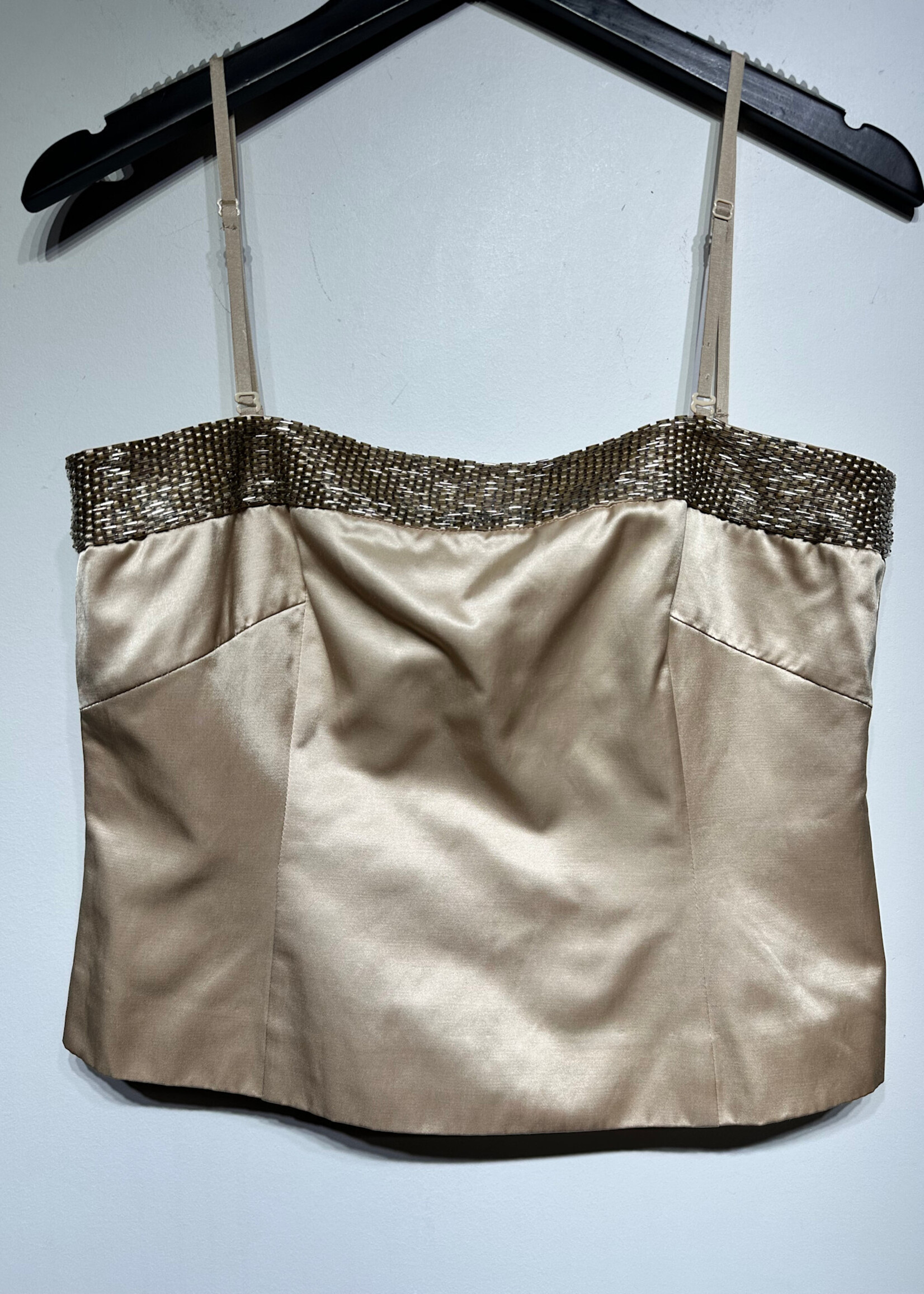 NWT Liliu Gold Beaded Satin Tank M