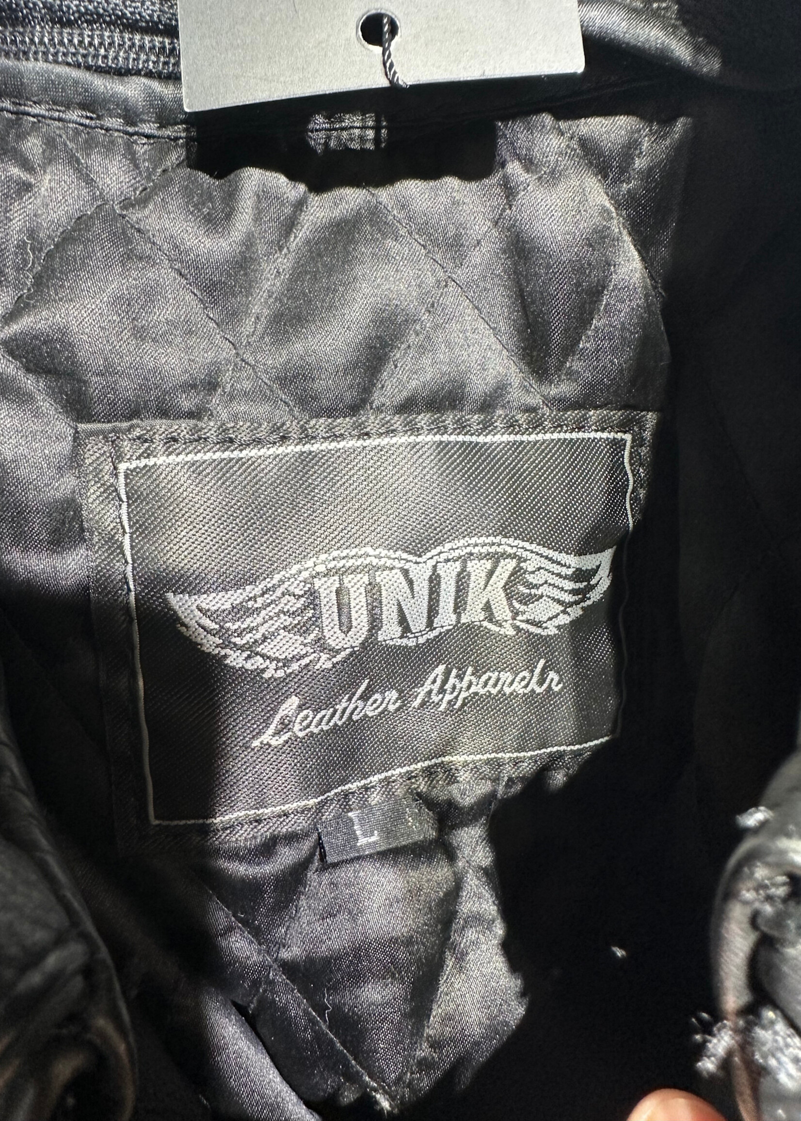 UNIK Black Braided Leather Jacket Fem L