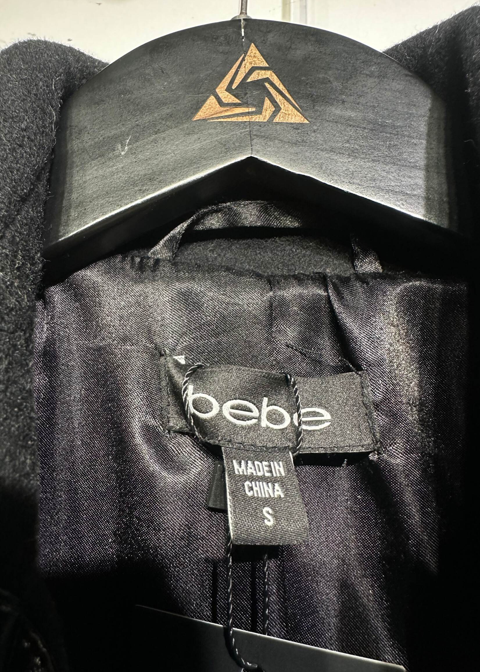Y2K Bebe Patent Trim Overcoat S