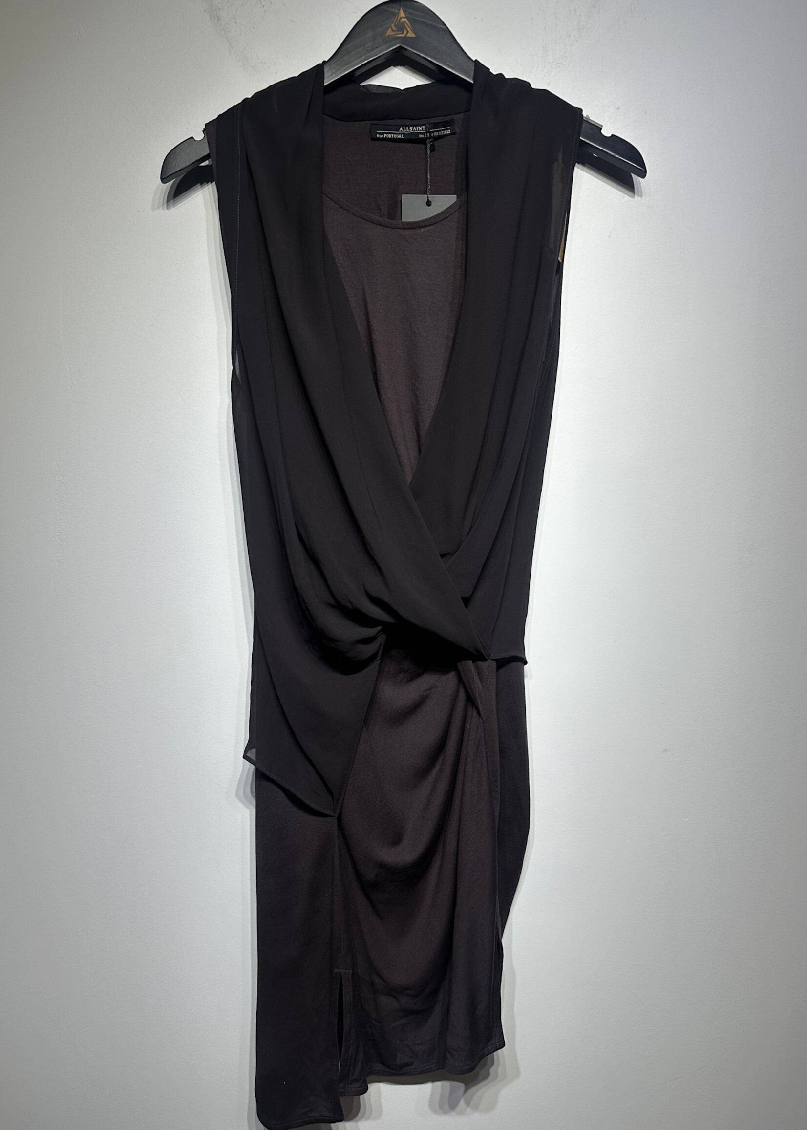 NWT All Saints Black Sheer Dress Fem S