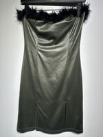 IRE Vintage Dark Green Fur Trim Cocktail Dress M