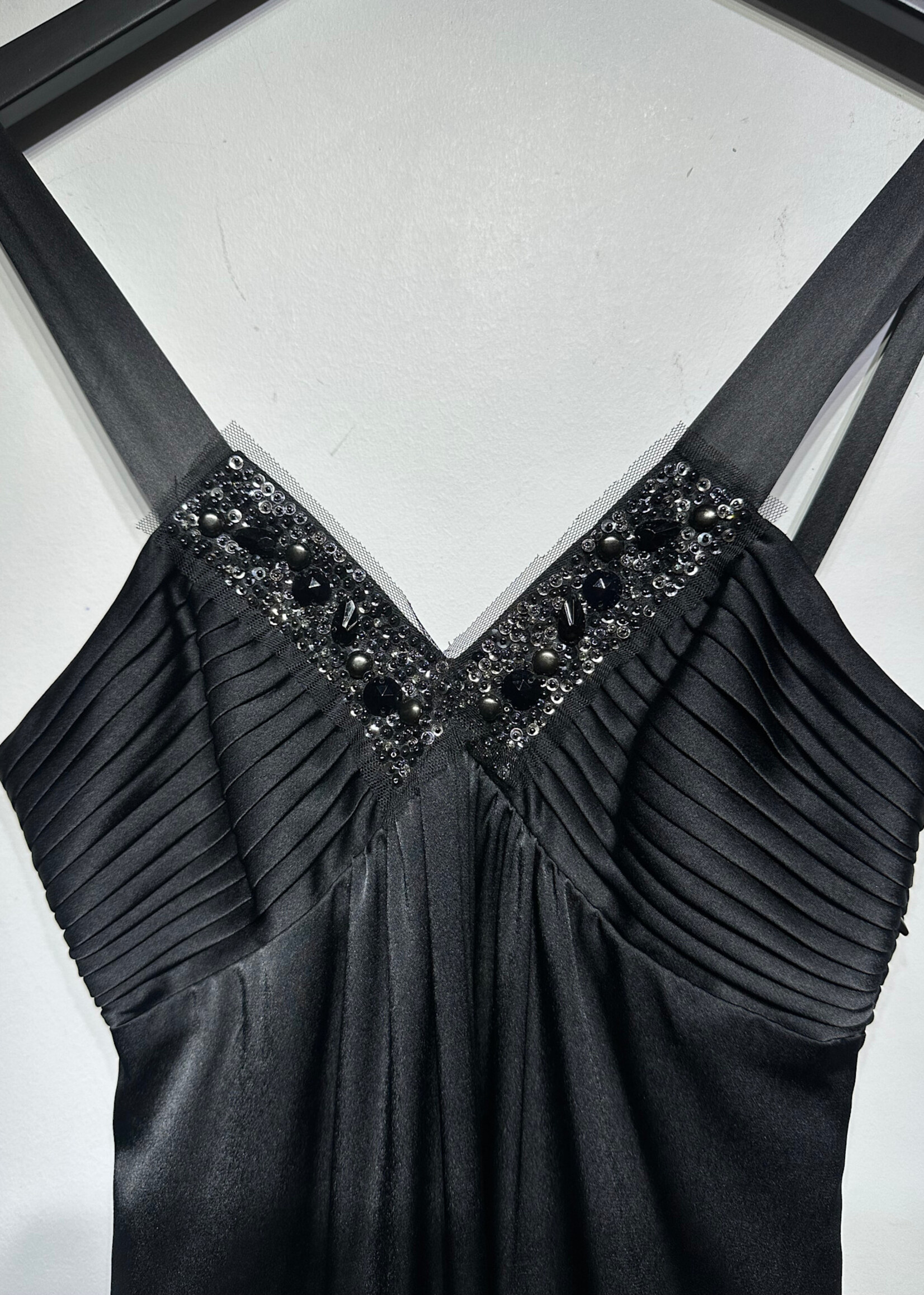 NWT BCBG Black Satin Maxi Dress 0/XS