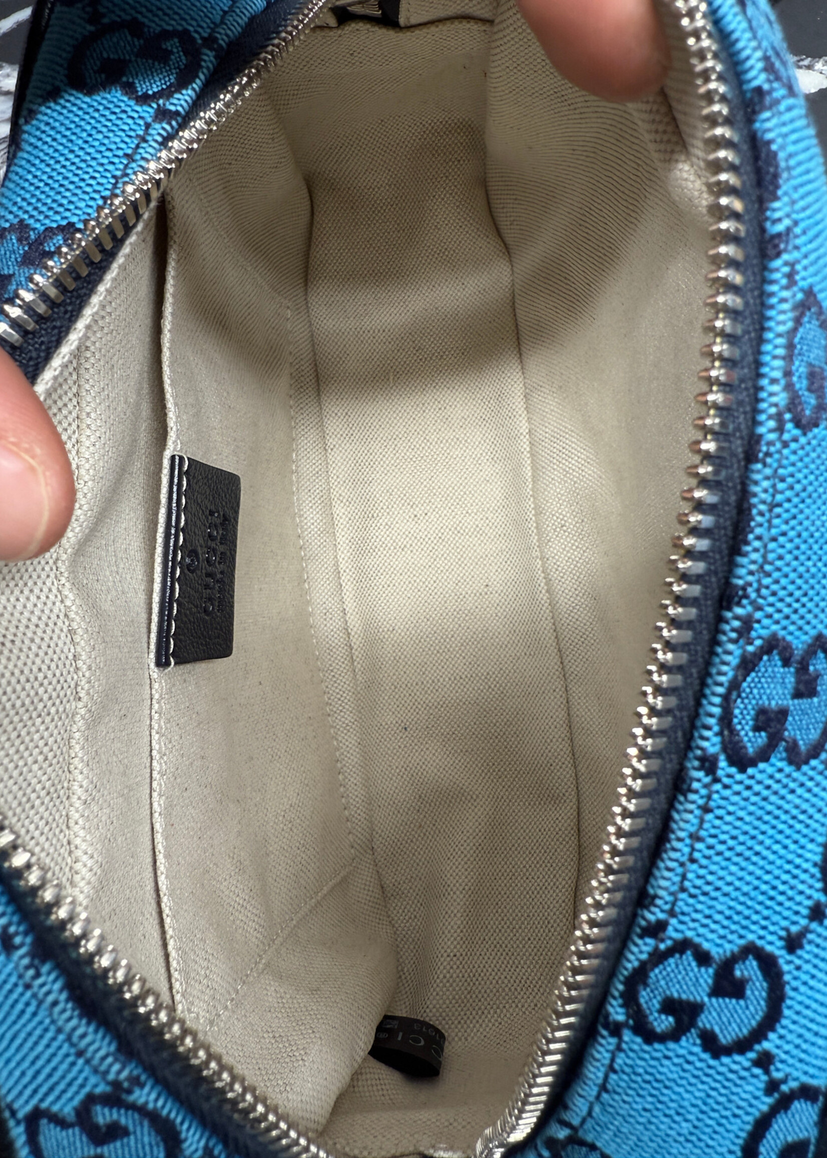 Gucci Canvas Small Marmont Blue Camera Bag
