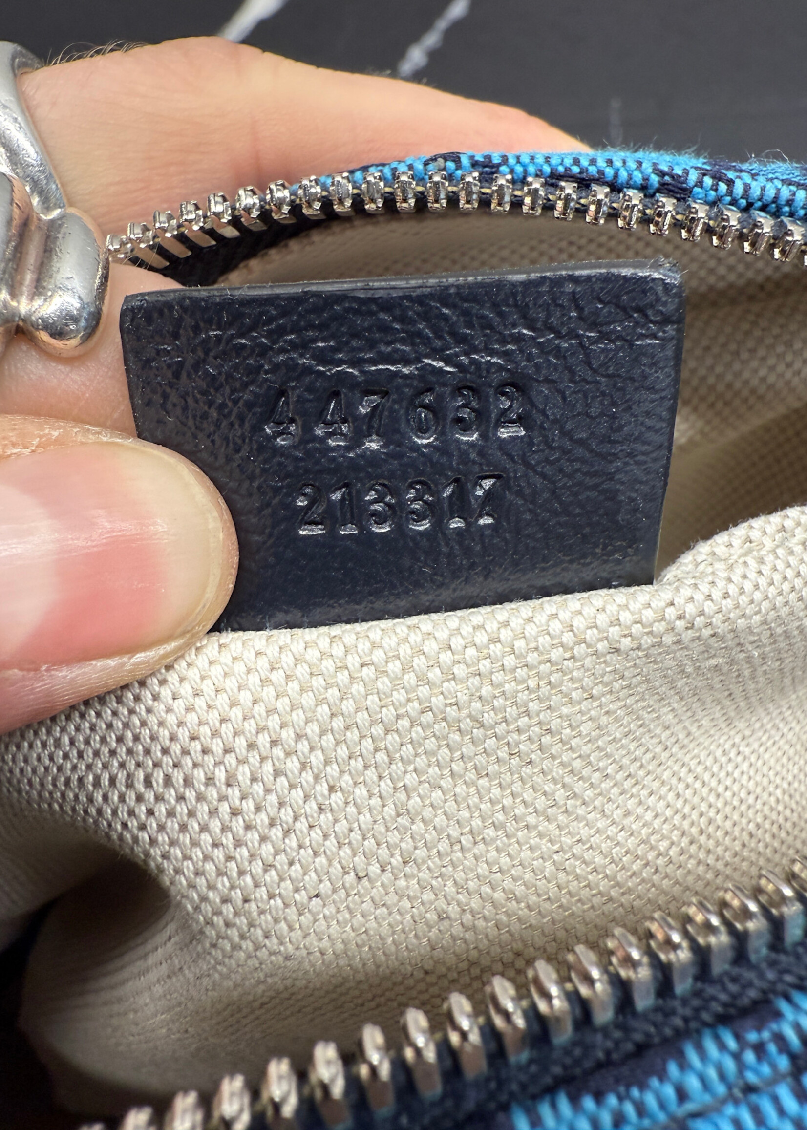Gucci Canvas Small Marmont Blue Camera Bag