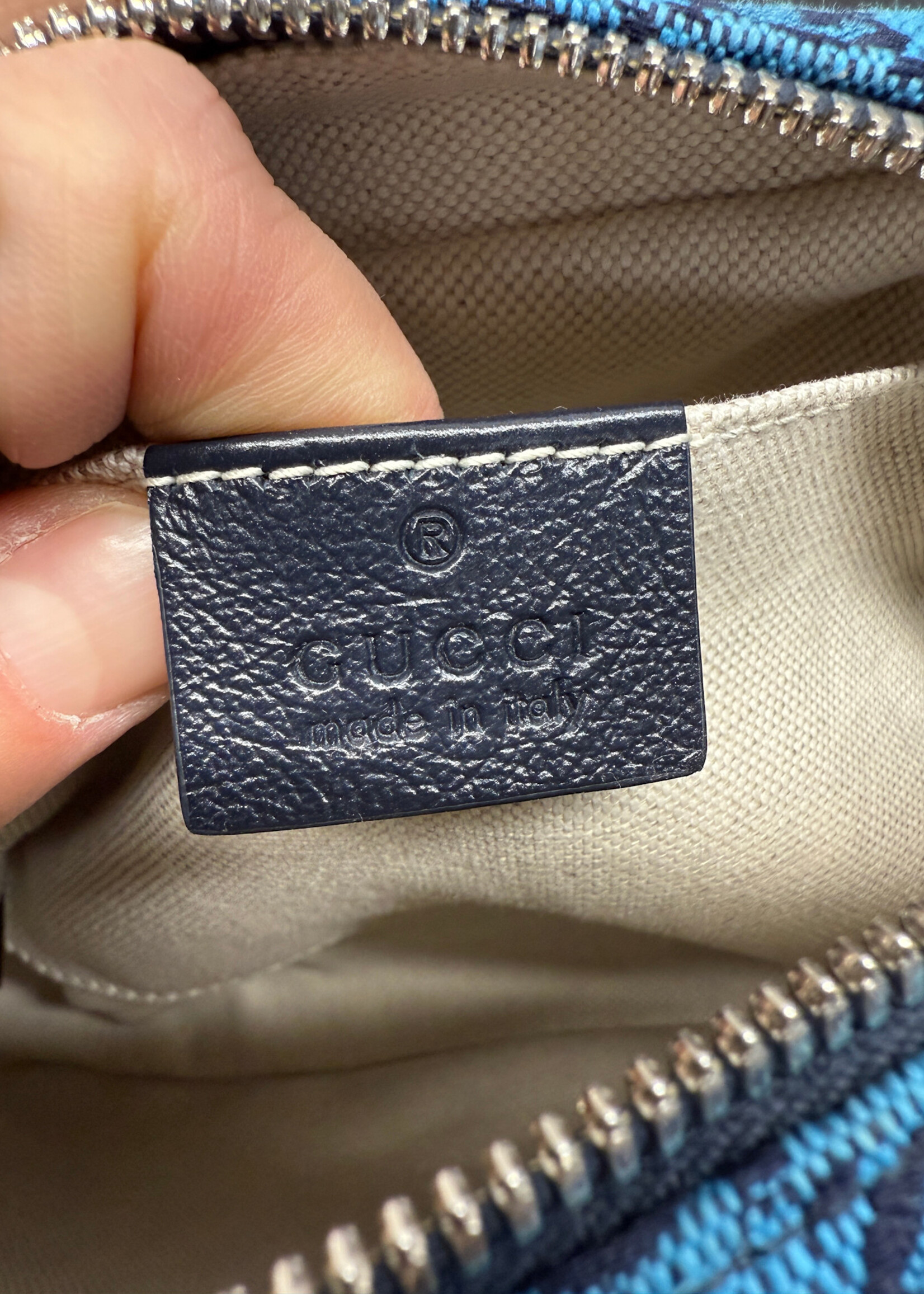 Gucci Canvas Small Marmont Blue Camera Bag