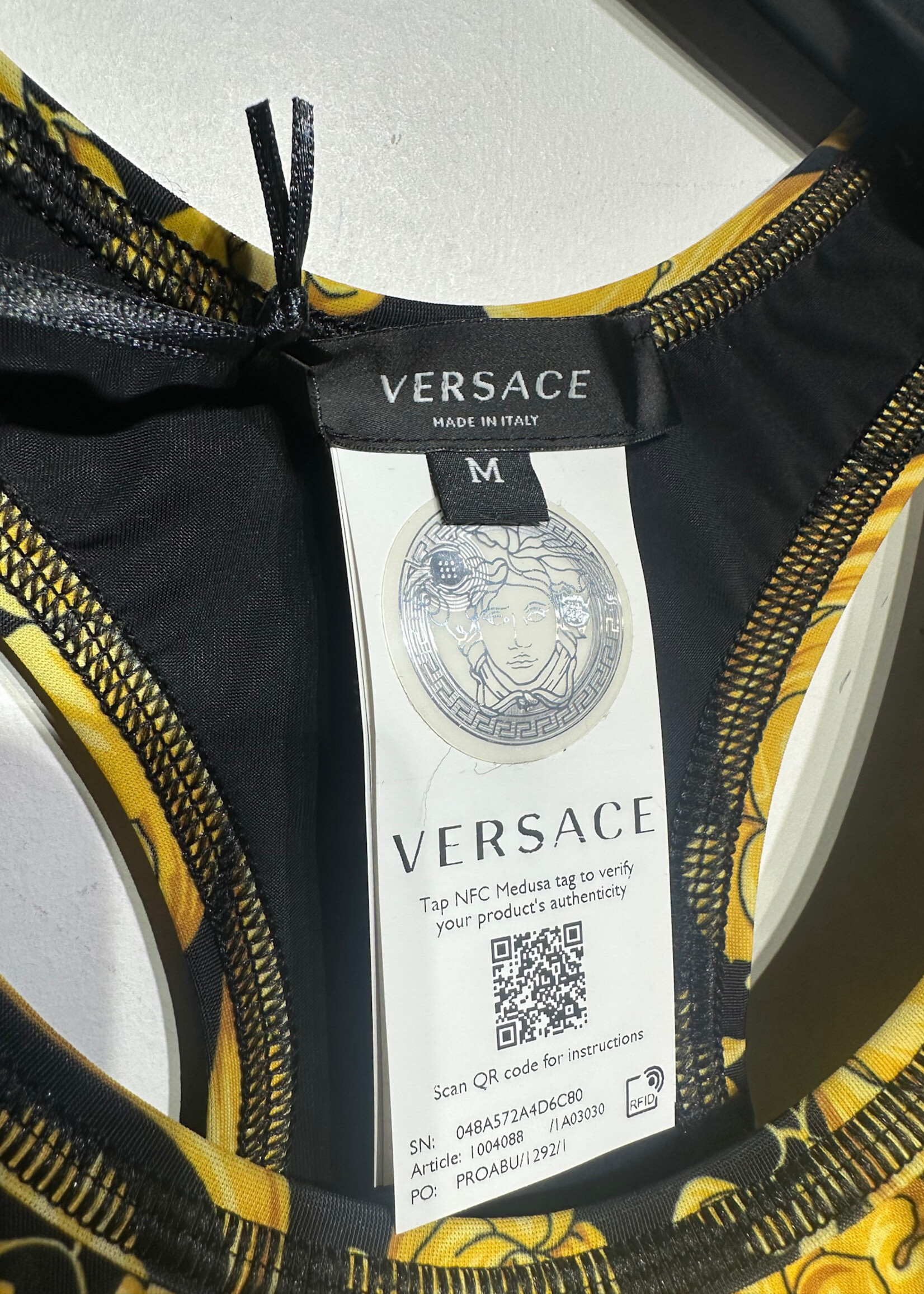NWT Versace Black Gold Print Sports Bra M
