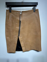 Allsaints Tan Zipper Leather Skirt 27