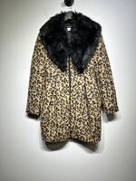 Venus Cheetah Print Fur Collar Coat S
