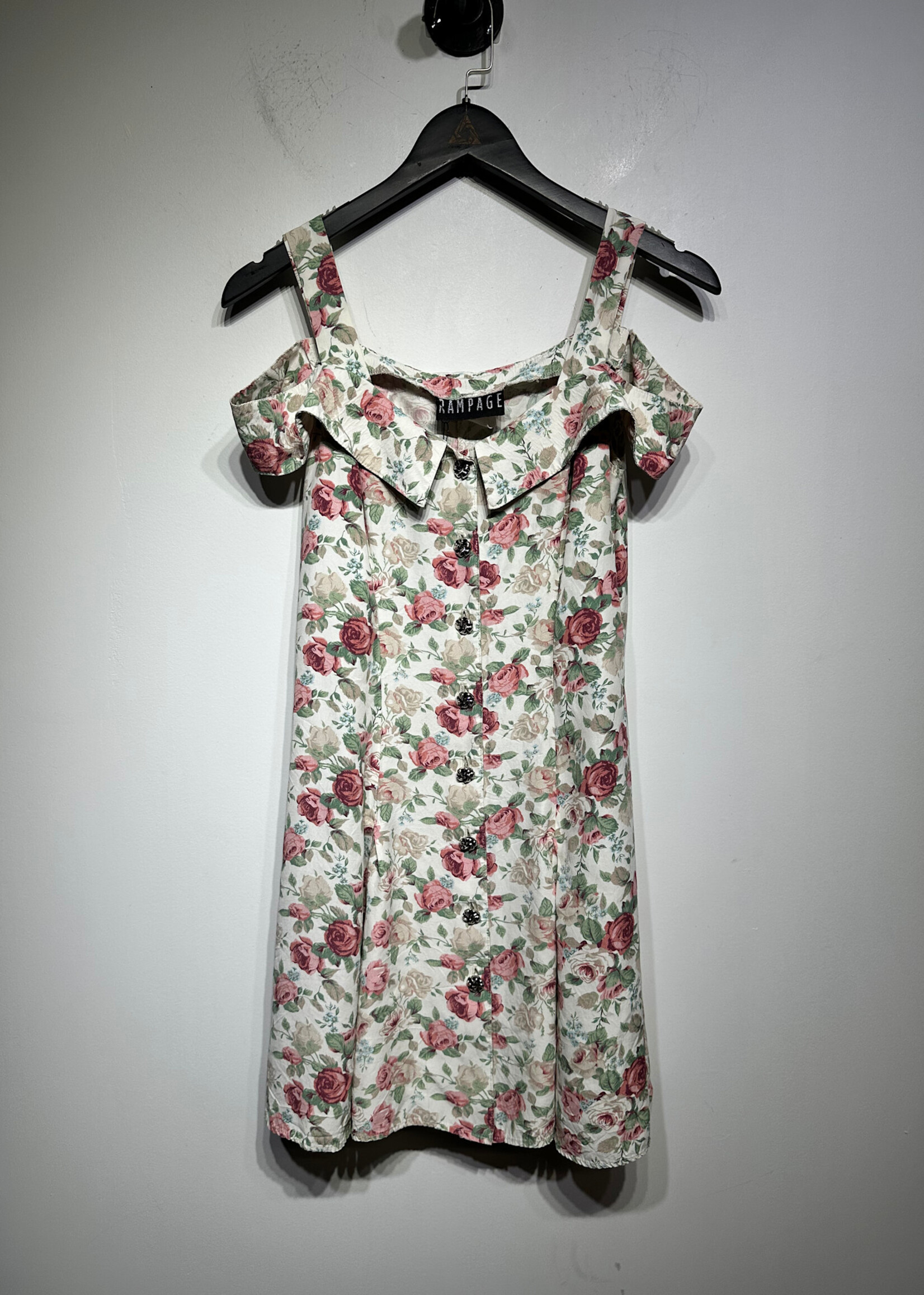 Vintage Rampage Rose Print Off Shoulder Dress M