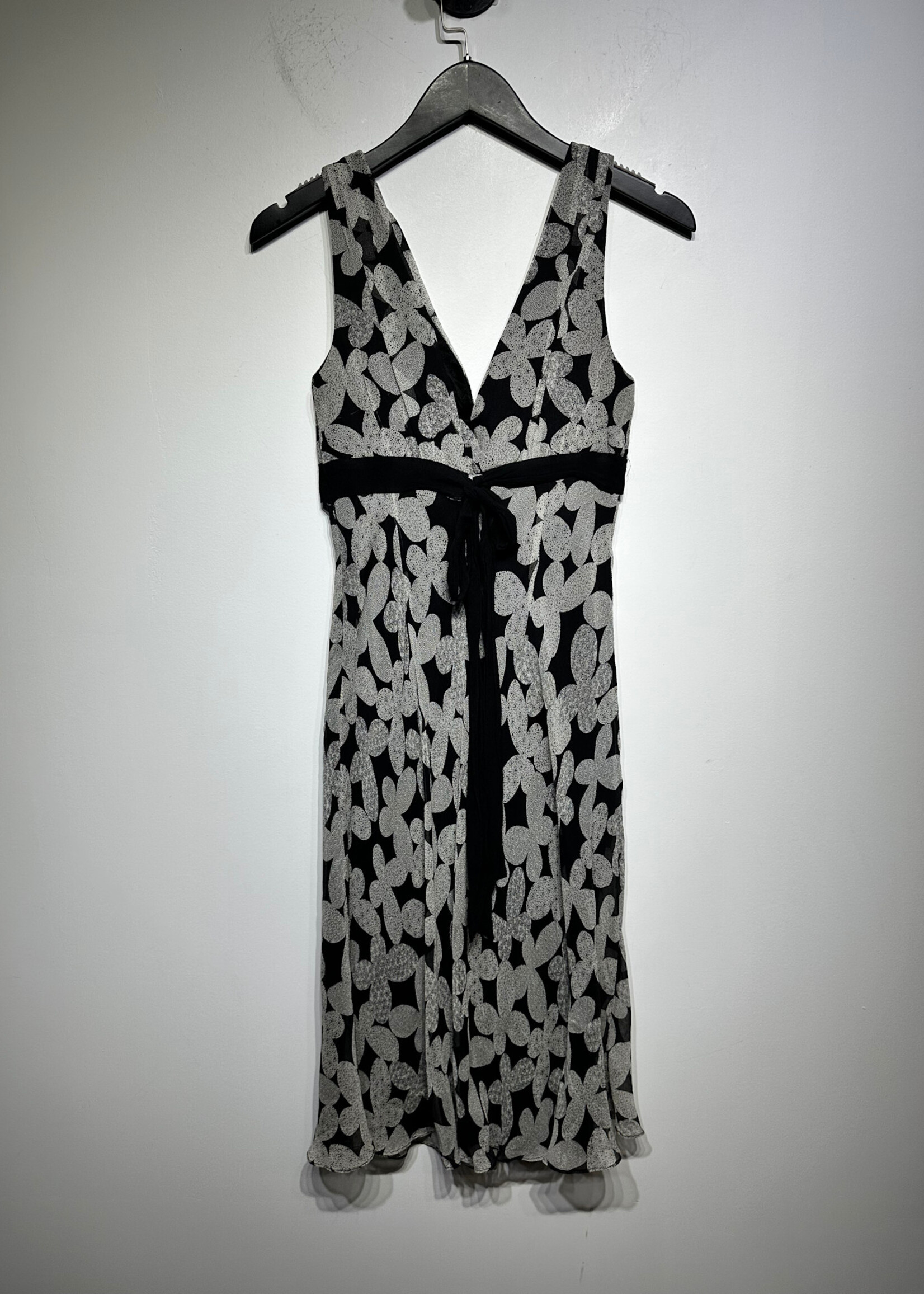 Dress Barn Vintage Black White Silk Dress 6/S