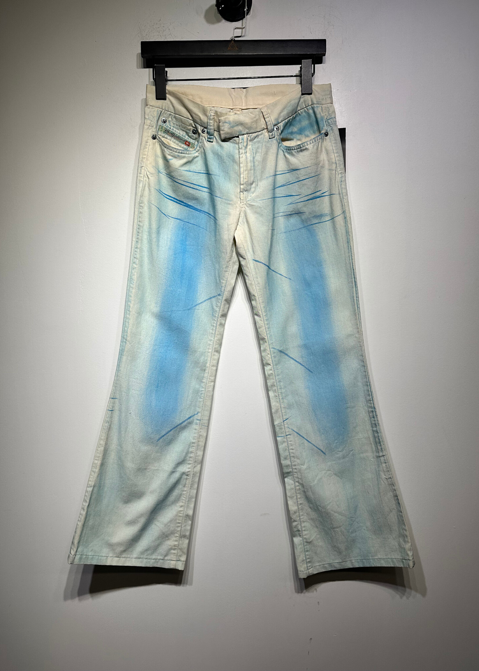 Diesel Y2K Blue Dye Bootcut Pants Fem 29 AS IS