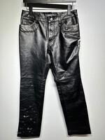 2000s Gap Black Leather Safety Pin Pants 27