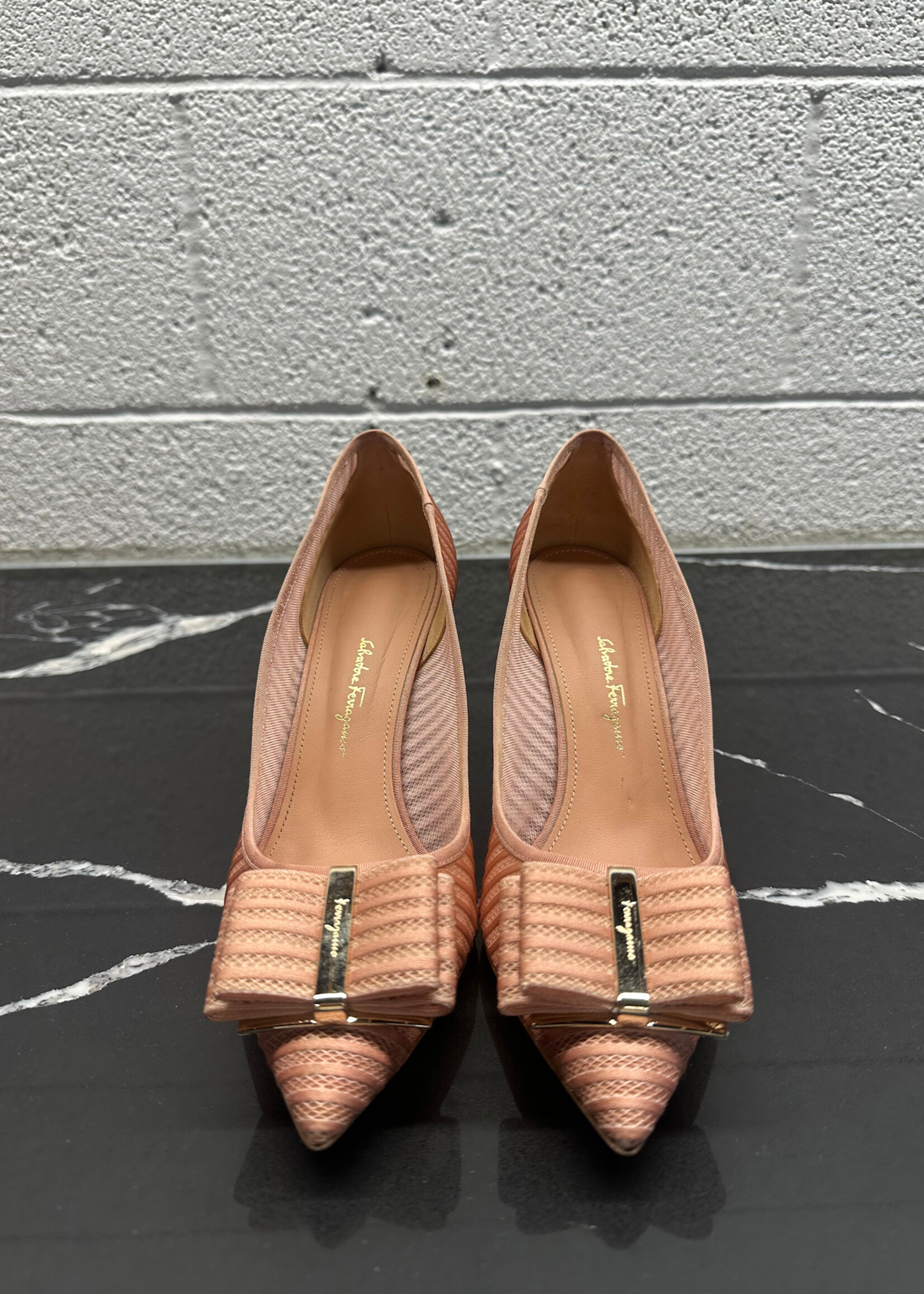 Ferragamo Pink Bow Heel Sandals 8