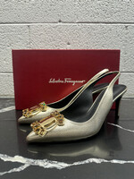 Ferragamo Gold Gold Buckle Heels 8