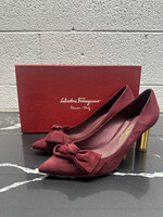 Ferragamo Red Velvet Bow Heels 8