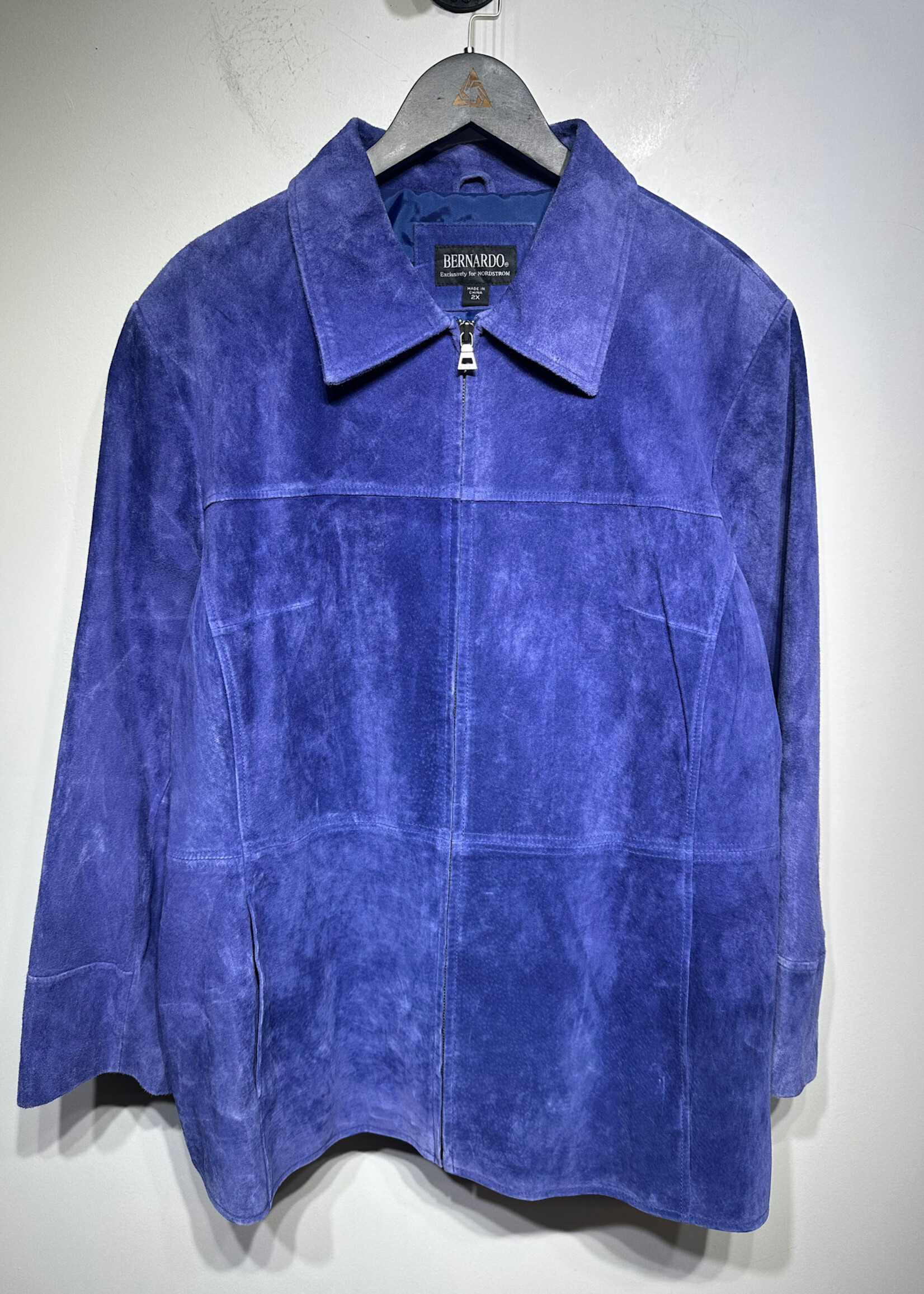 Bernardo Blue Suede Jacket Fem XXL