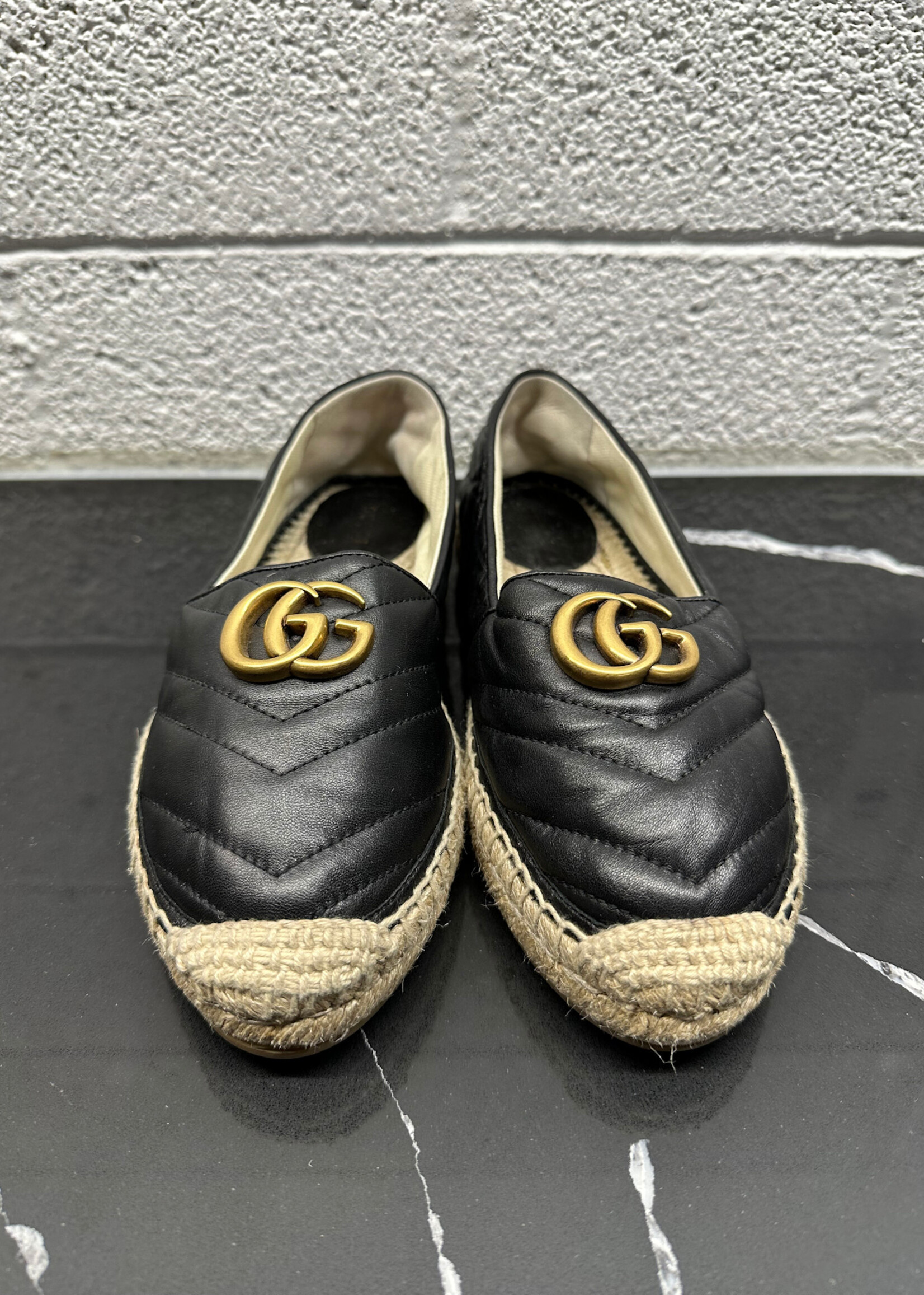 Gucci Black Leather Espadrilles 7.5