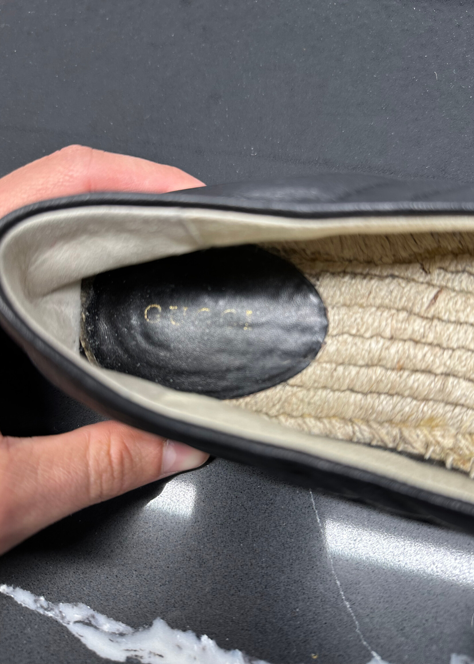 Gucci Black Leather Espadrilles 7.5