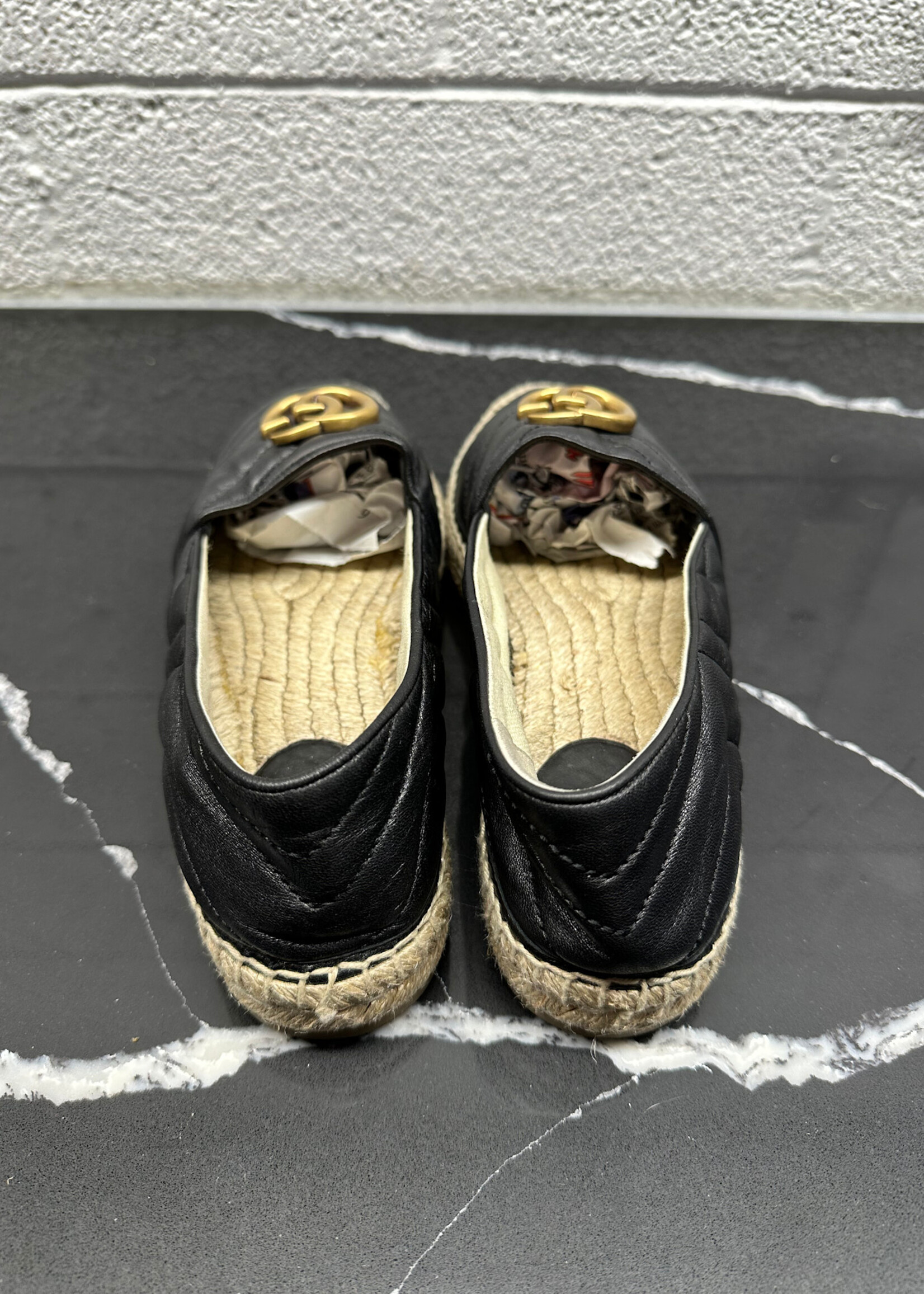 Gucci Black Leather Espadrilles 7.5