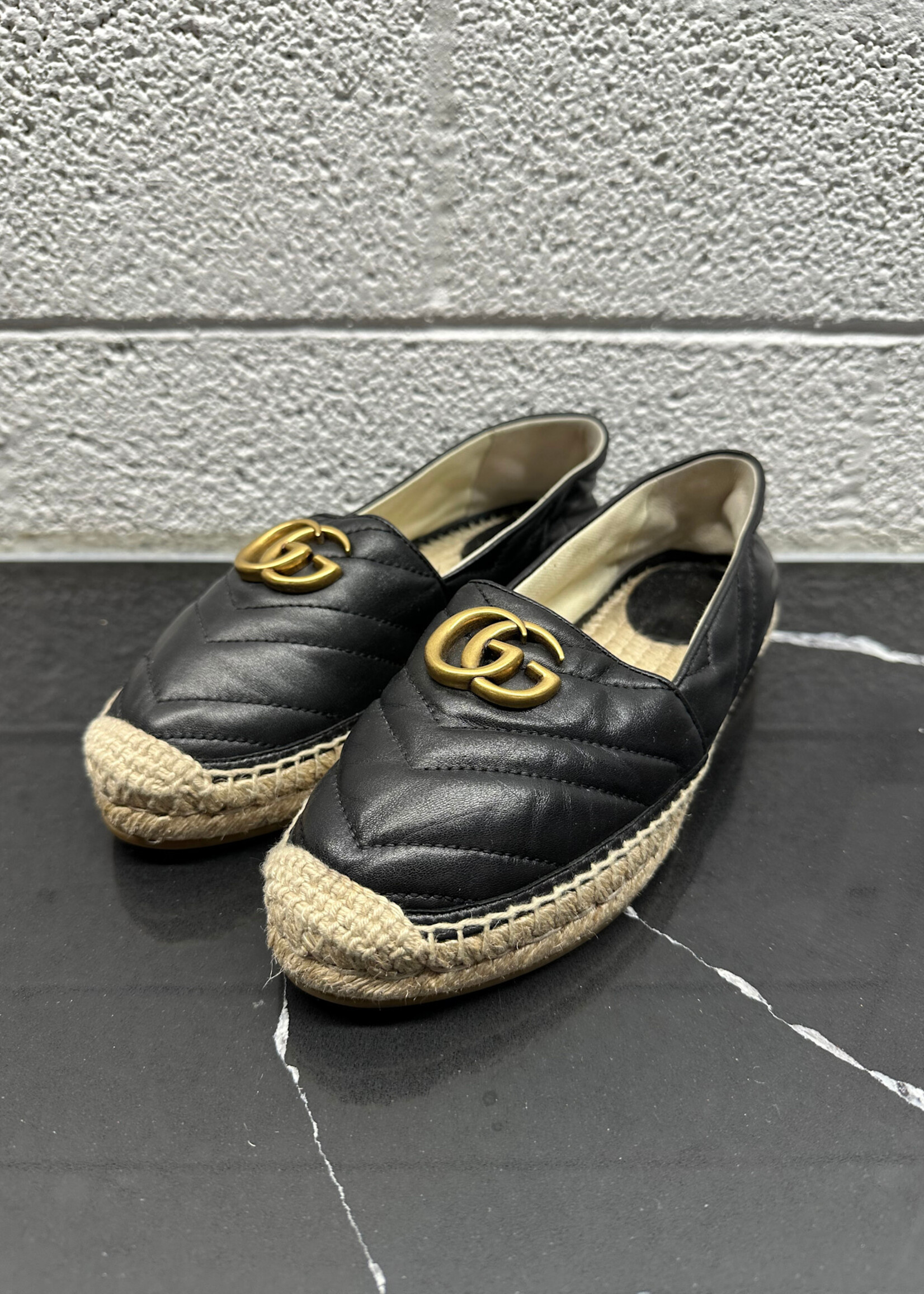 Gucci Black Leather Espadrilles 7.5