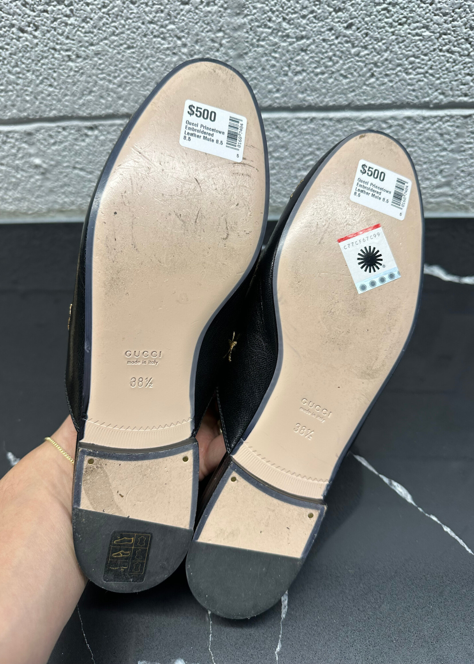 Gucci Princetown Embroidered Leather Mule 8.5