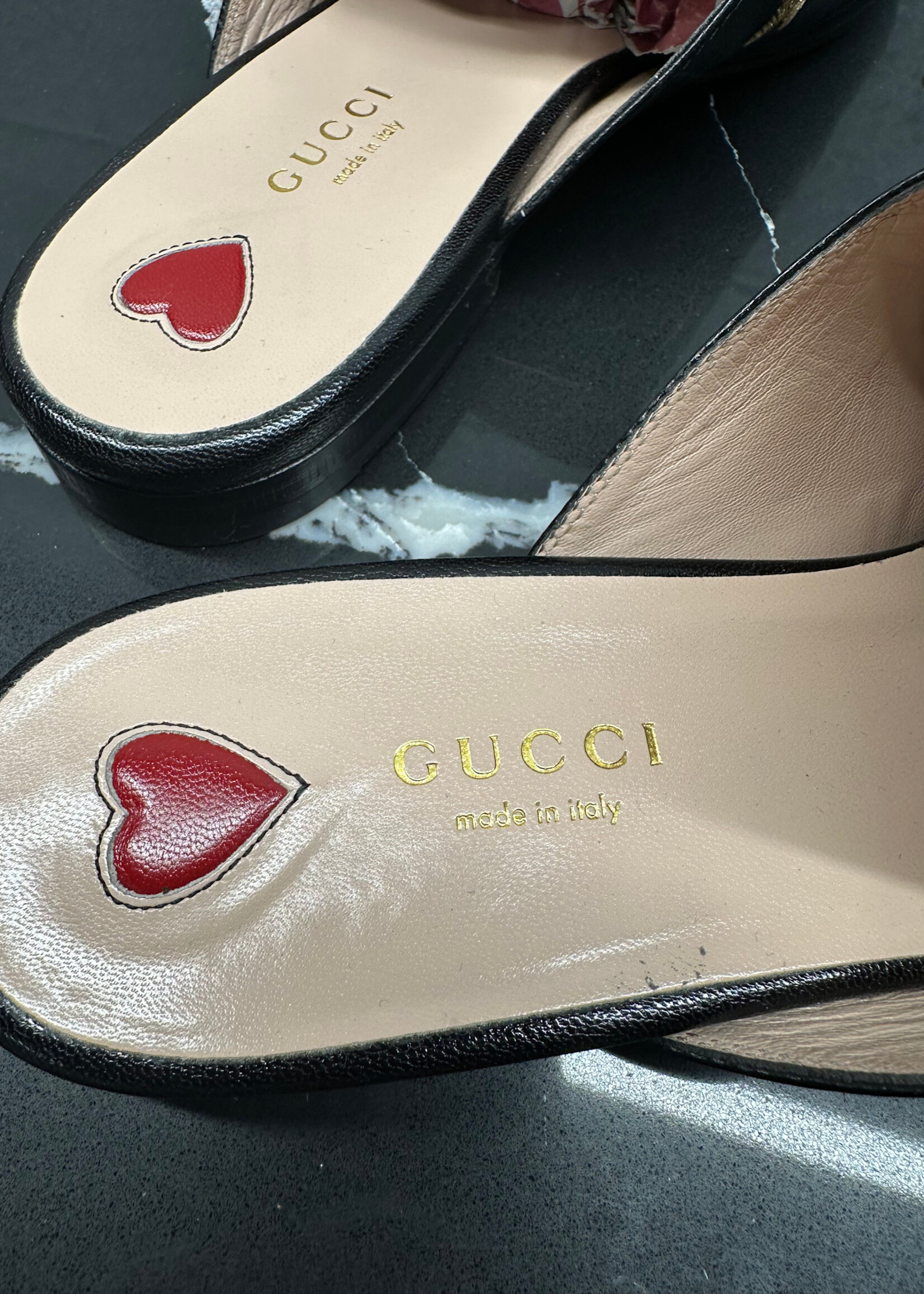 Gucci Princetown Embroidered Leather Mule 8.5