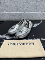 Louis Vuitton Silver Leather Flats 8